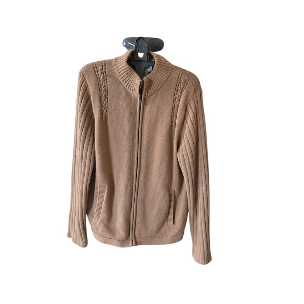 Vintage Pendleton Women's Zip Up Sweater Size L Brown